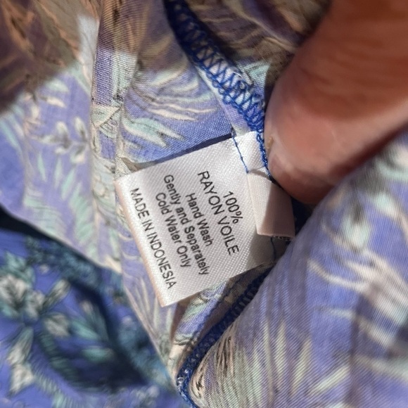 Miss Komo’do Blue Tropical Print Maxi Dress Ruffled Hem Flare Sleeves Sz L/XL - Picture 9 of 12